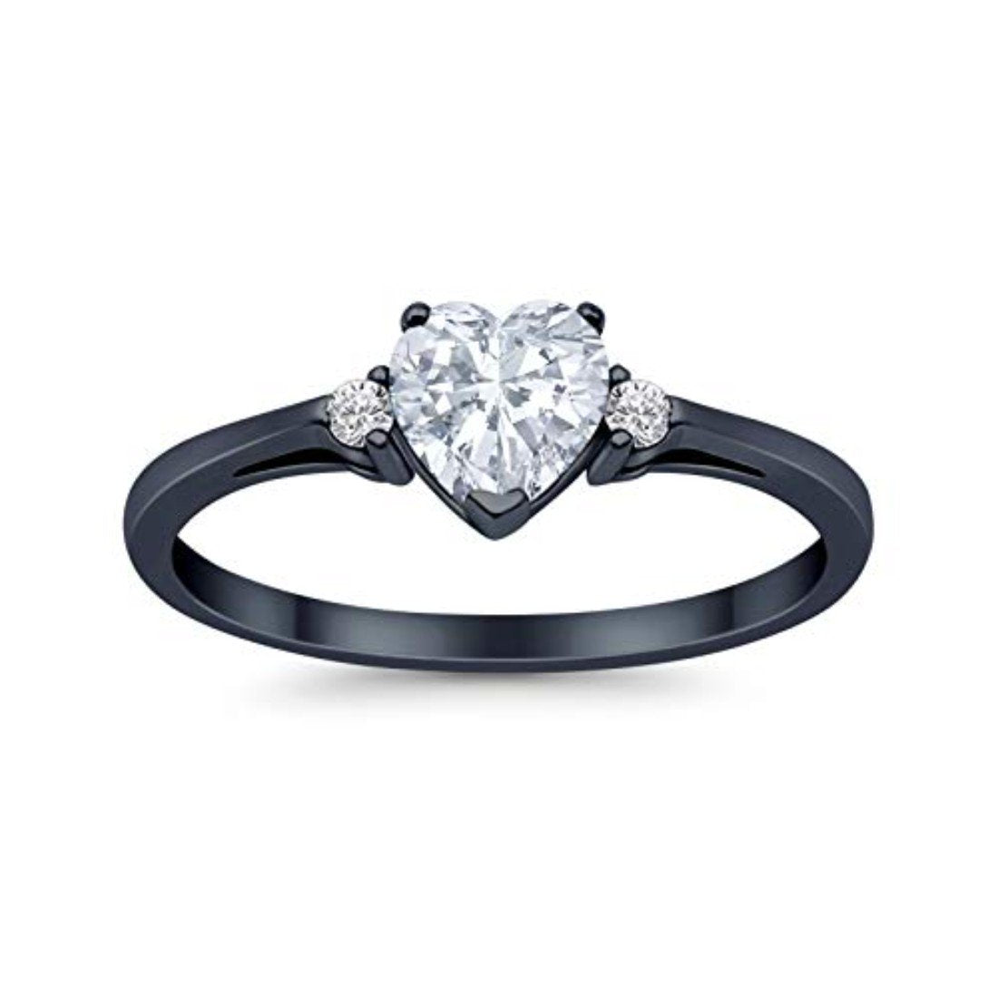 Heart Promise Black Tone, Simulated CZ Wedding Ring