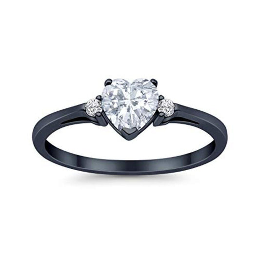 Heart Promise Black Tone, Simulated CZ Wedding Ring