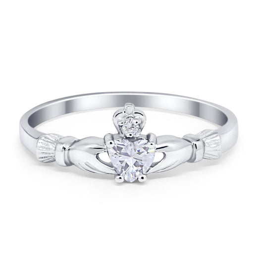 Claddagh Heart Promise Ring Simulated Cubic Zirconia