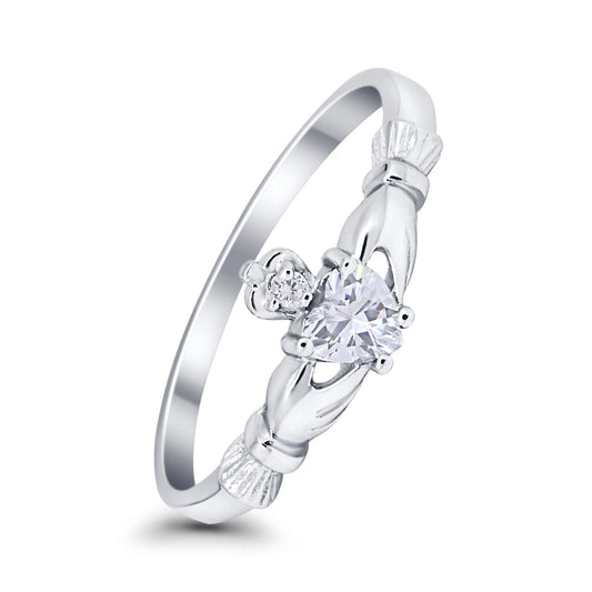 Claddagh Heart Promise Ring Simulated Cubic Zirconia