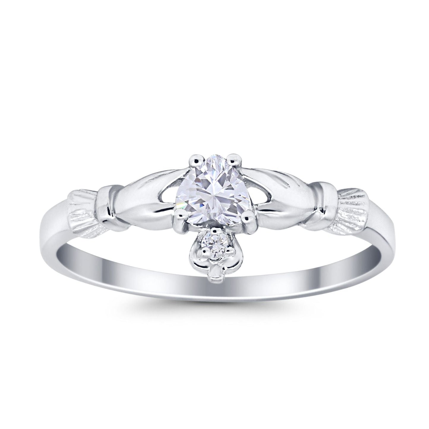 Claddagh Heart Promise Ring Simulated Cubic Zirconia