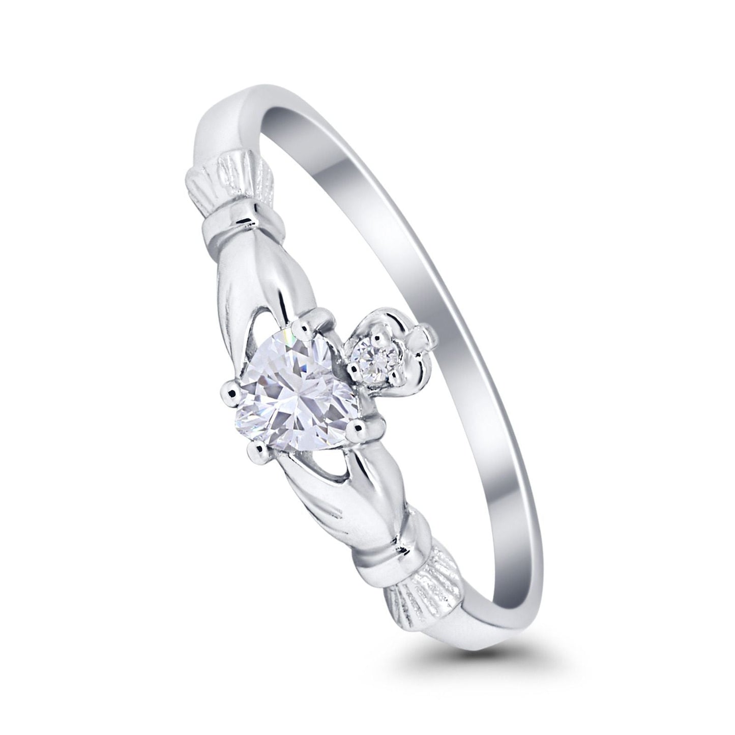 Claddagh Heart Promise Ring Simulated Cubic Zirconia