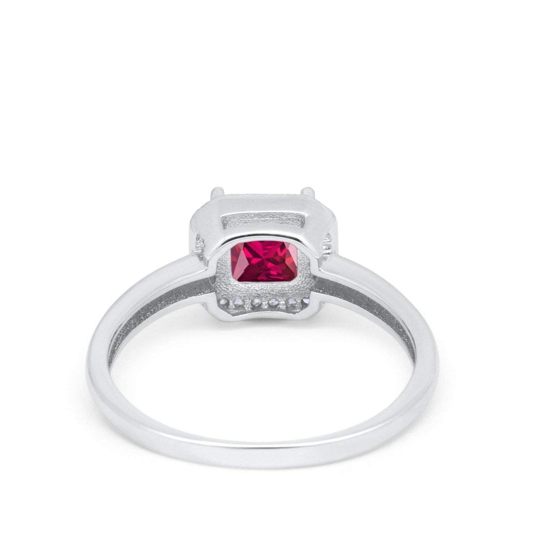 Classic Princess Cut Simulated Ruby CZ Wedding Ring