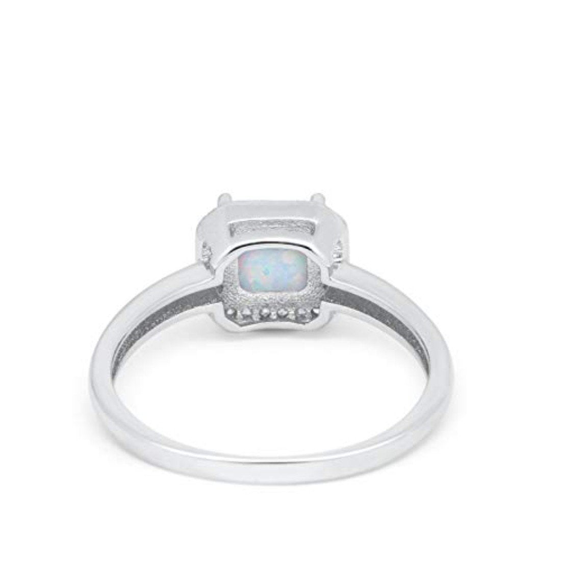 Classic Wedding Ring Princess Cut Lab Created White Opal