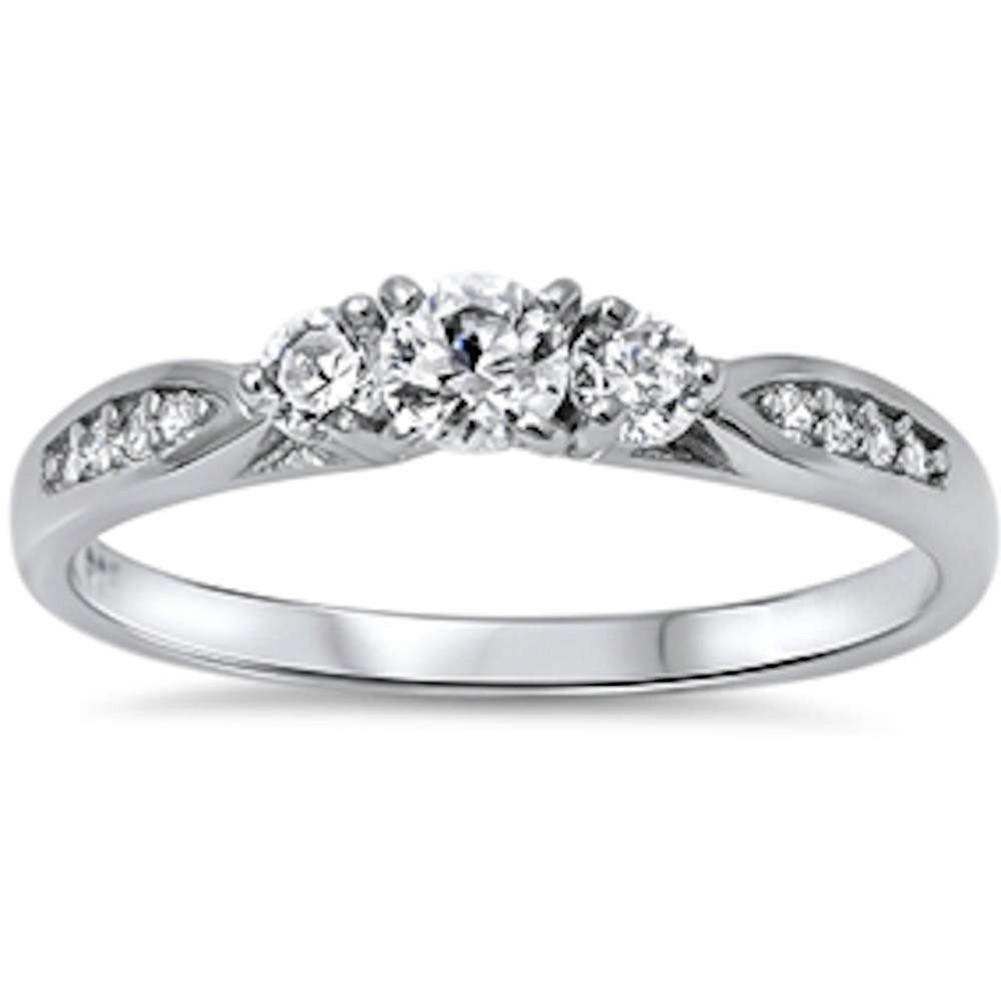 3 Stone Engagement  Ring Simulated CZ