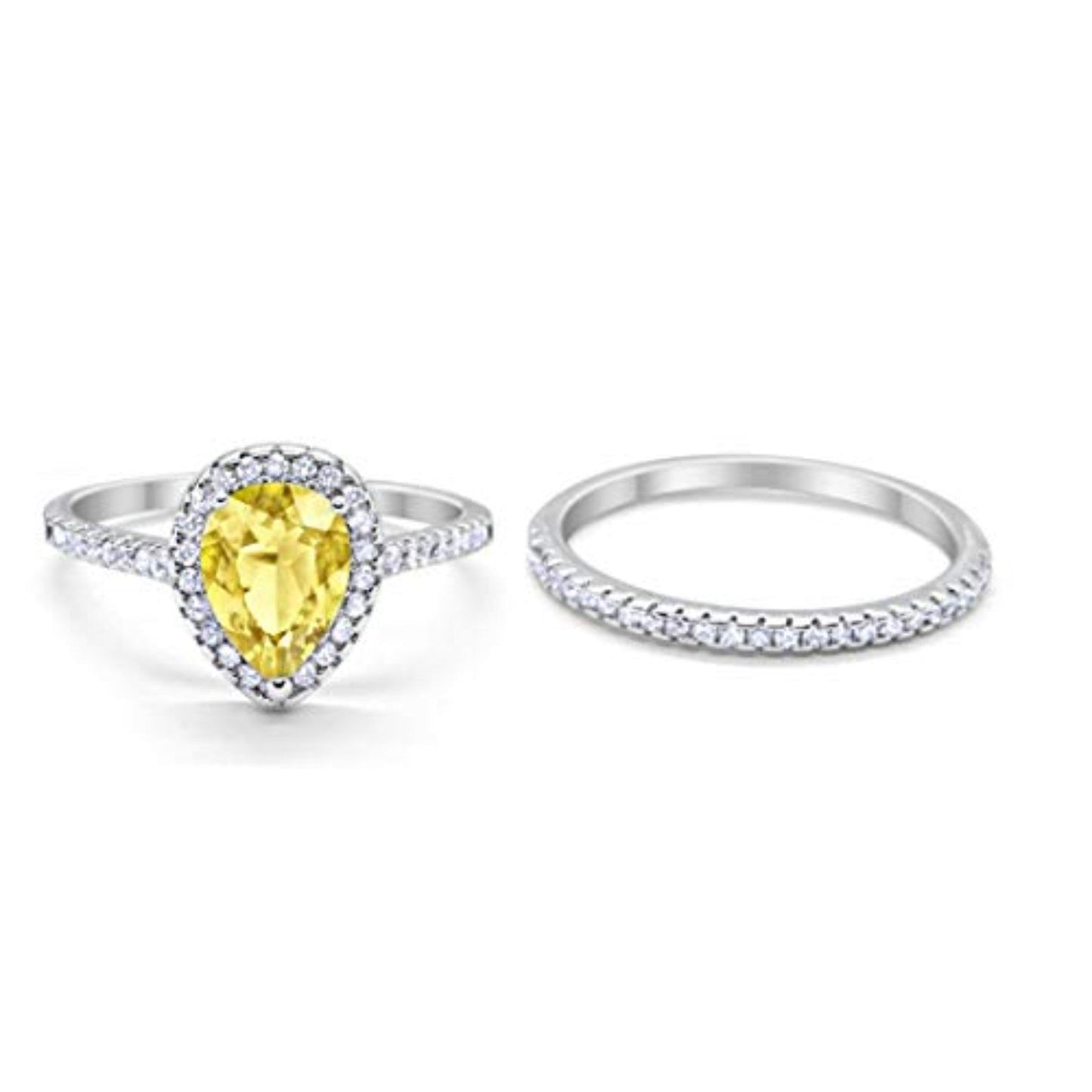 Teardrop Bridal Wedding Piece Ring Simulated Yellow CZ