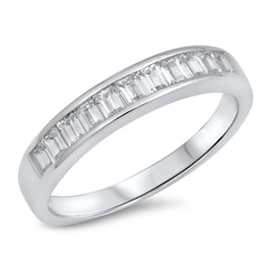 Half Eternity Simulated Cubic Zirconia Baguette Band Ring