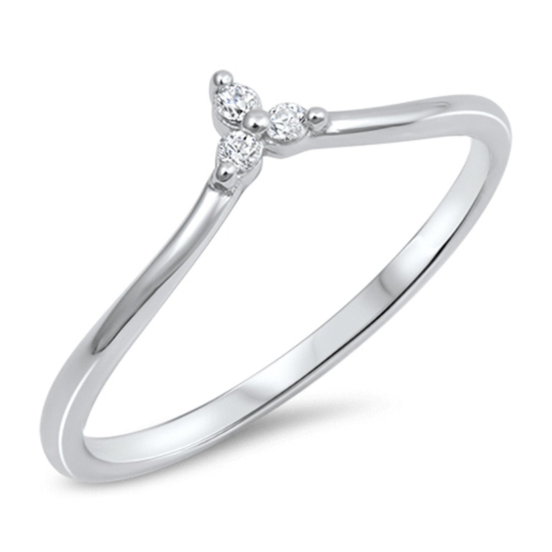 3-Stone Band Ring Round Simulated Cubic Zirconia