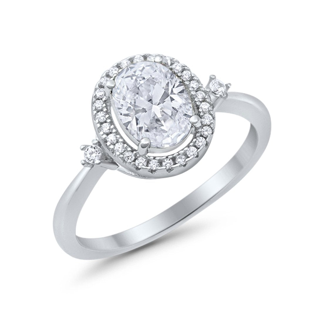 Art Deco Engagement Ring Halo Round Simulated Cubic Zirconia