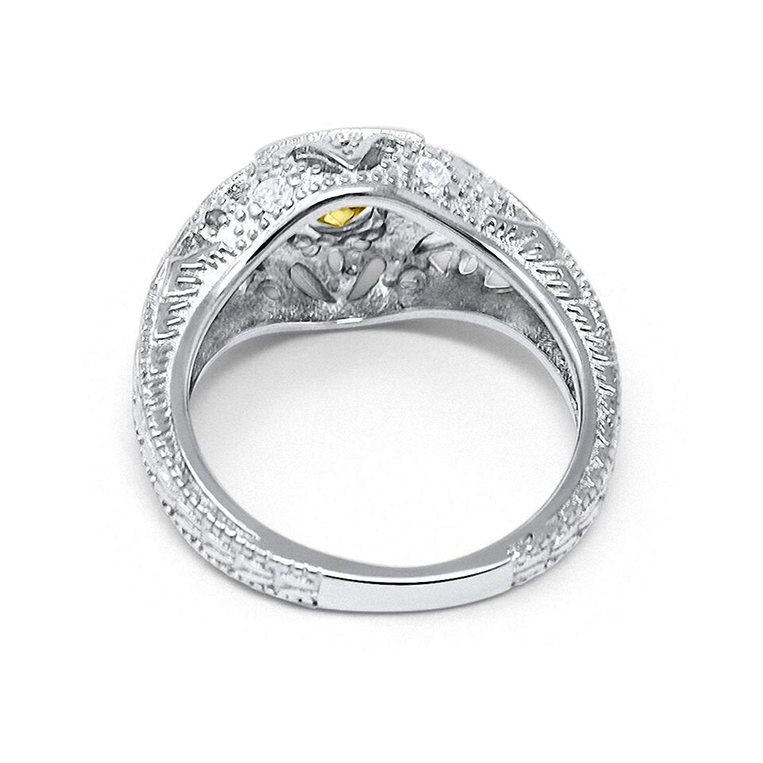 Antique Style Simulated Yellow CZ Engagement Ring