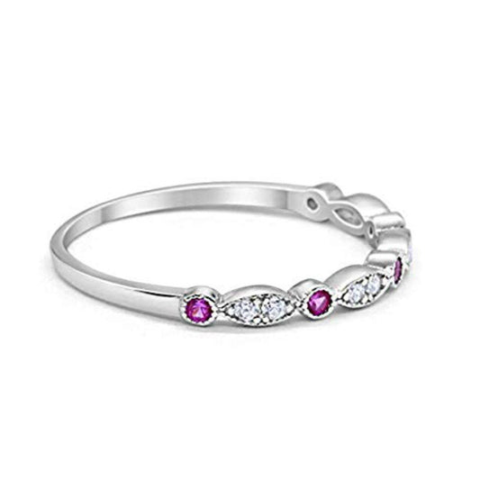 Art Deco Wedding Eternity Ring Simulated Ruby CZ