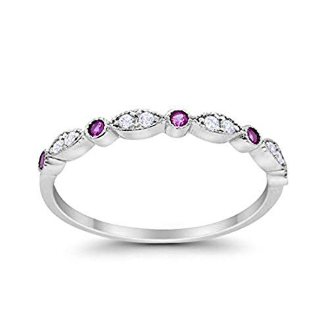 Art Deco Wedding Eternity Ring Simulated Ruby CZ