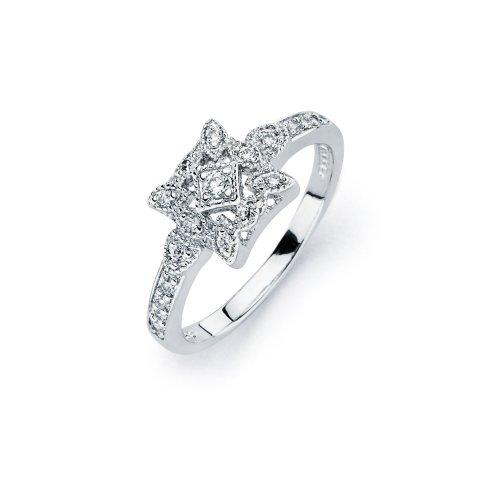 Art Deco Engagement Ring Round Simulated Cubic Zirconia