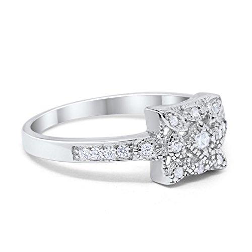 Art Deco Engagement Ring Round Simulated Cubic Zirconia