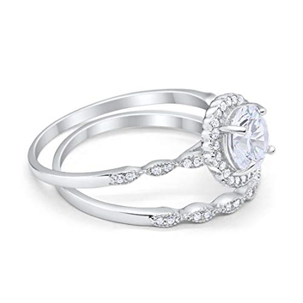 Two Piece Engagement Ring Round Simulated CZ