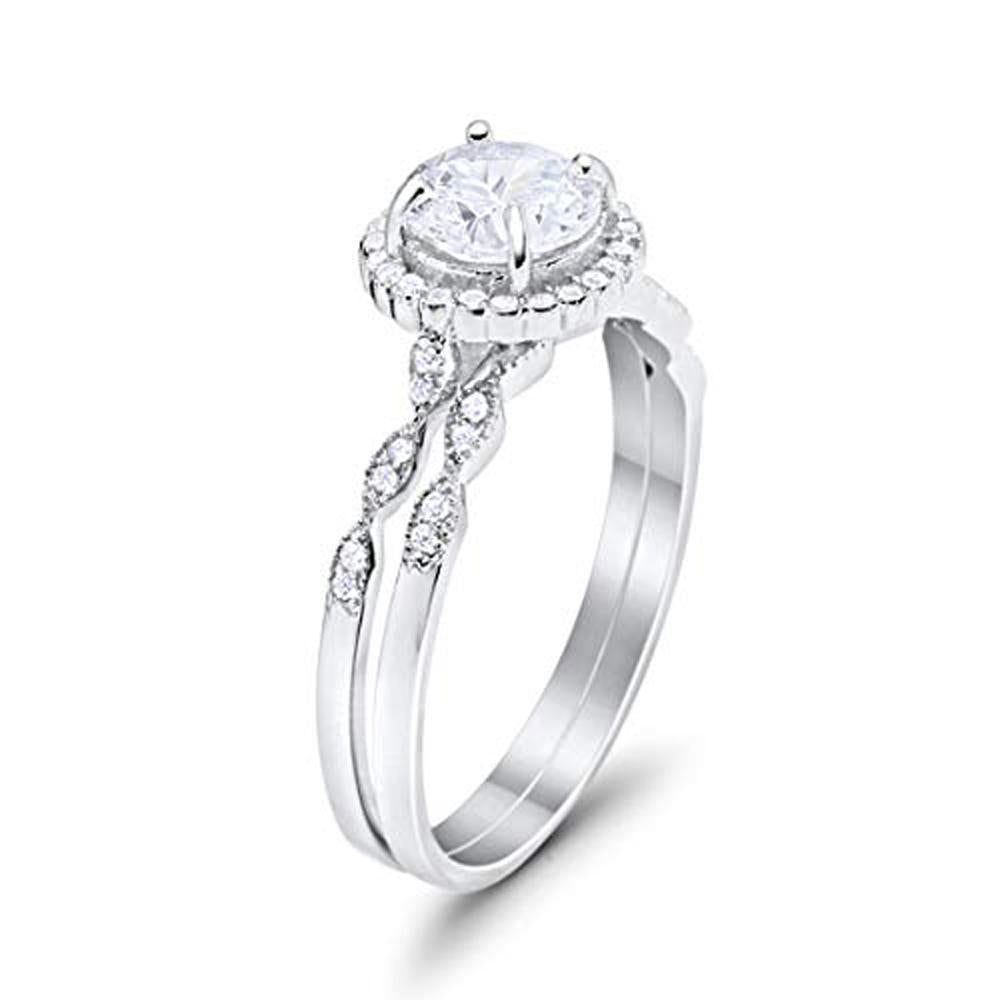 Two Piece Engagement Ring Round Simulated CZ