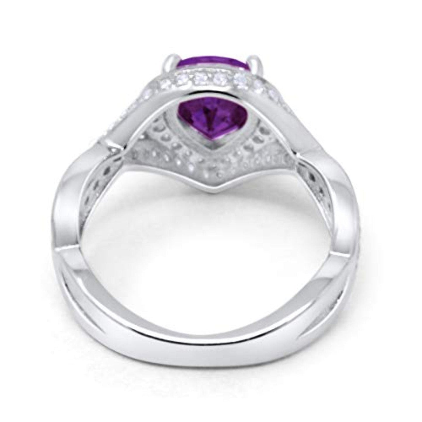 Teardrop Engagement Bridal Ring Simulated Amethyst CZ