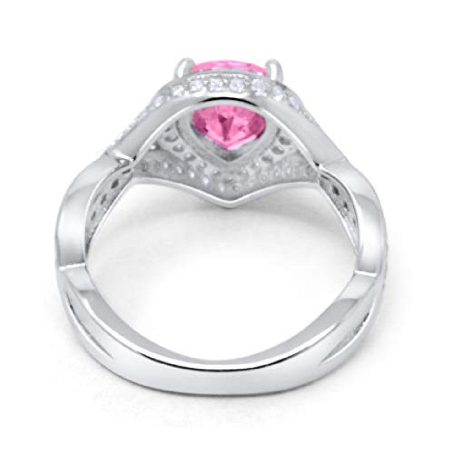 Teardrop Simulated Pink CZ Engagement Bridal Ring