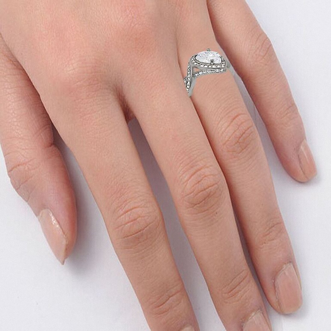 Teardrop Engagement Bridal Ring Simulated CZ