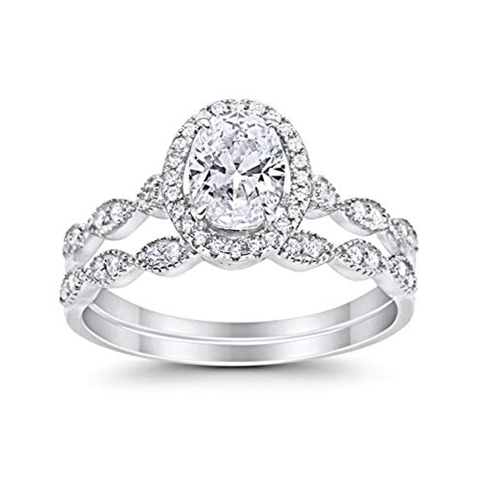 Halo Bridal Set Piece Oval Simulated Cubic Zirconia Ring