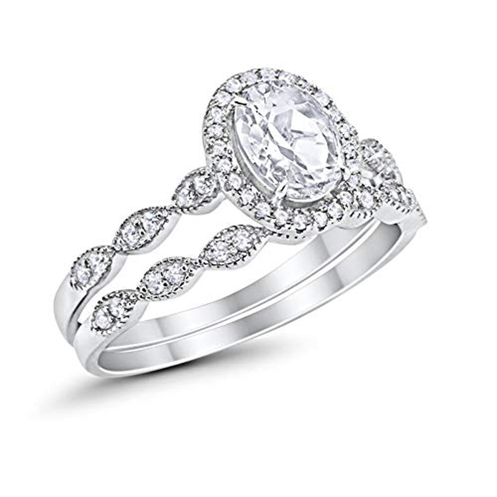 Halo Bridal Set Piece Oval Simulated Cubic Zirconia Ring