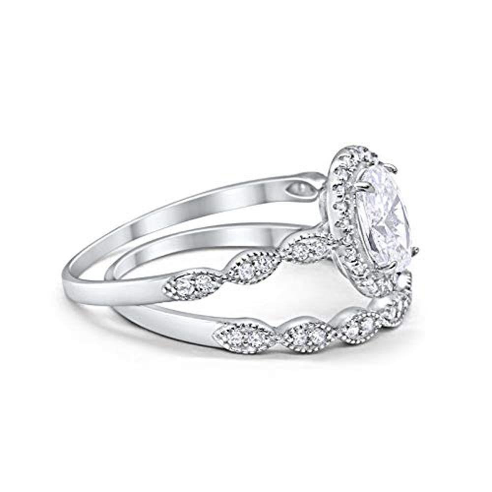 Halo Bridal Set Piece Oval Simulated Cubic Zirconia Ring