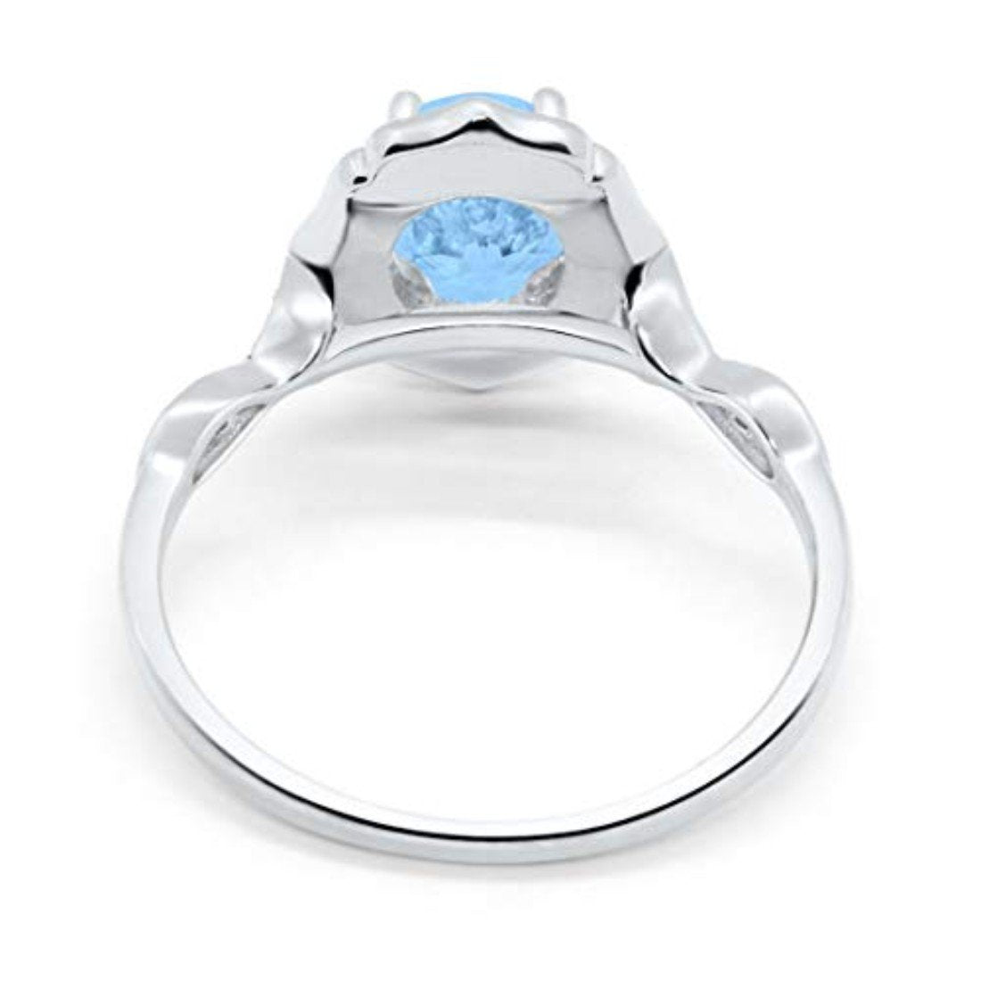 Antique Style Wedding Ring Oval Simulated Aquamarine CZ