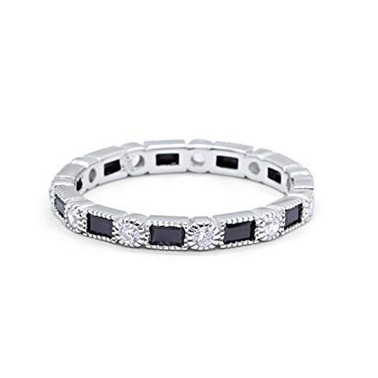 Full Eternity Wedding Band Simulated Black Cubic Zirconia