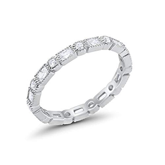 Full Eternity Wedding Band Simulated Cubic Zirconia