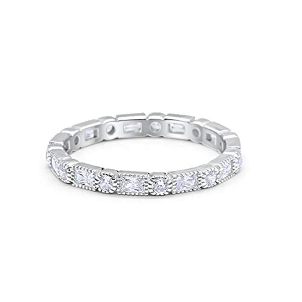 Full Eternity Wedding Band Simulated Cubic Zirconia