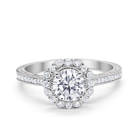 Filigree Engagement Bridal Ring Simulated Cubic Zirconia