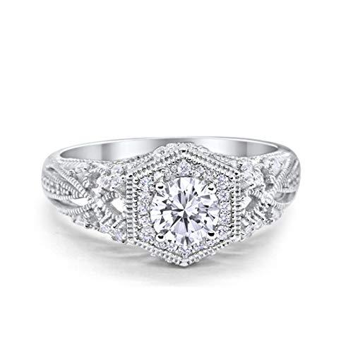 Fancy Art Deco Round Simulated Cubic Zirconia Wedding Ring