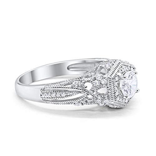 Fancy Art Deco Round Simulated Cubic Zirconia Wedding Ring