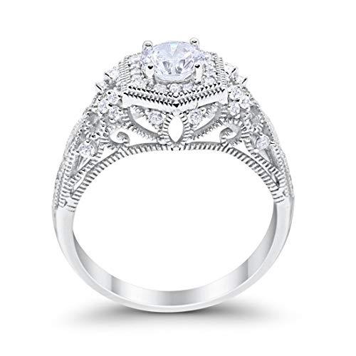 Fancy Art Deco Round Simulated Cubic Zirconia Wedding Ring