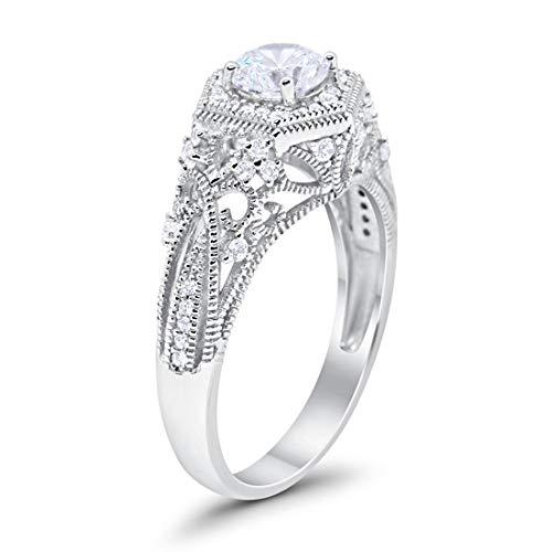 Fancy Art Deco Round Simulated Cubic Zirconia Wedding Ring