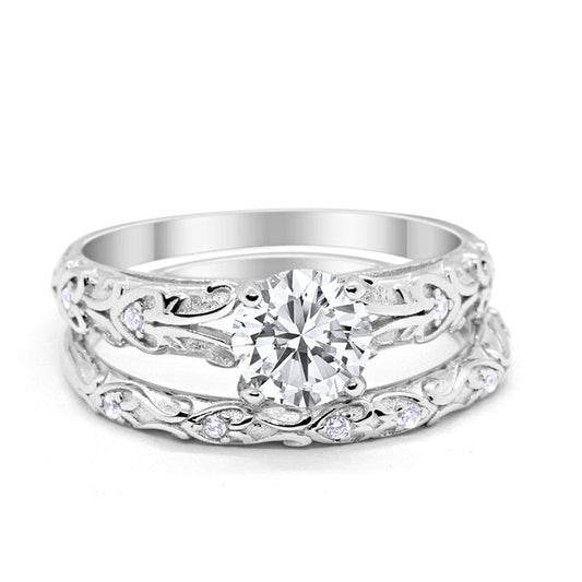 Art Deco Bridal Set Piece Simulated Cubic Zirconia Engagement Ring