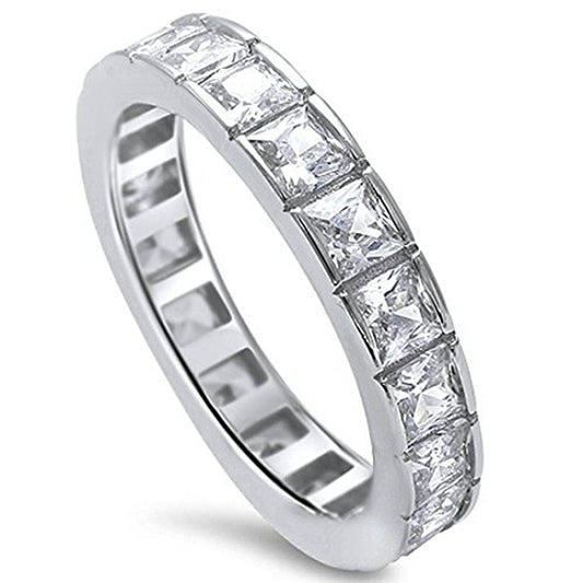 Full Eternity Band Princess Cut Cubic Zirconia Stackable Ring