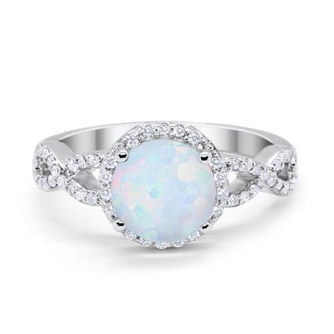 Halo Infinity Wedding Ring Round Lab White Opal