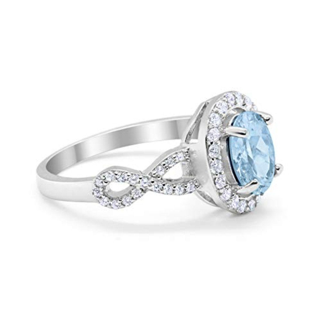 Art Deco Wedding Ring Oval Simulated Aquamarine CZ