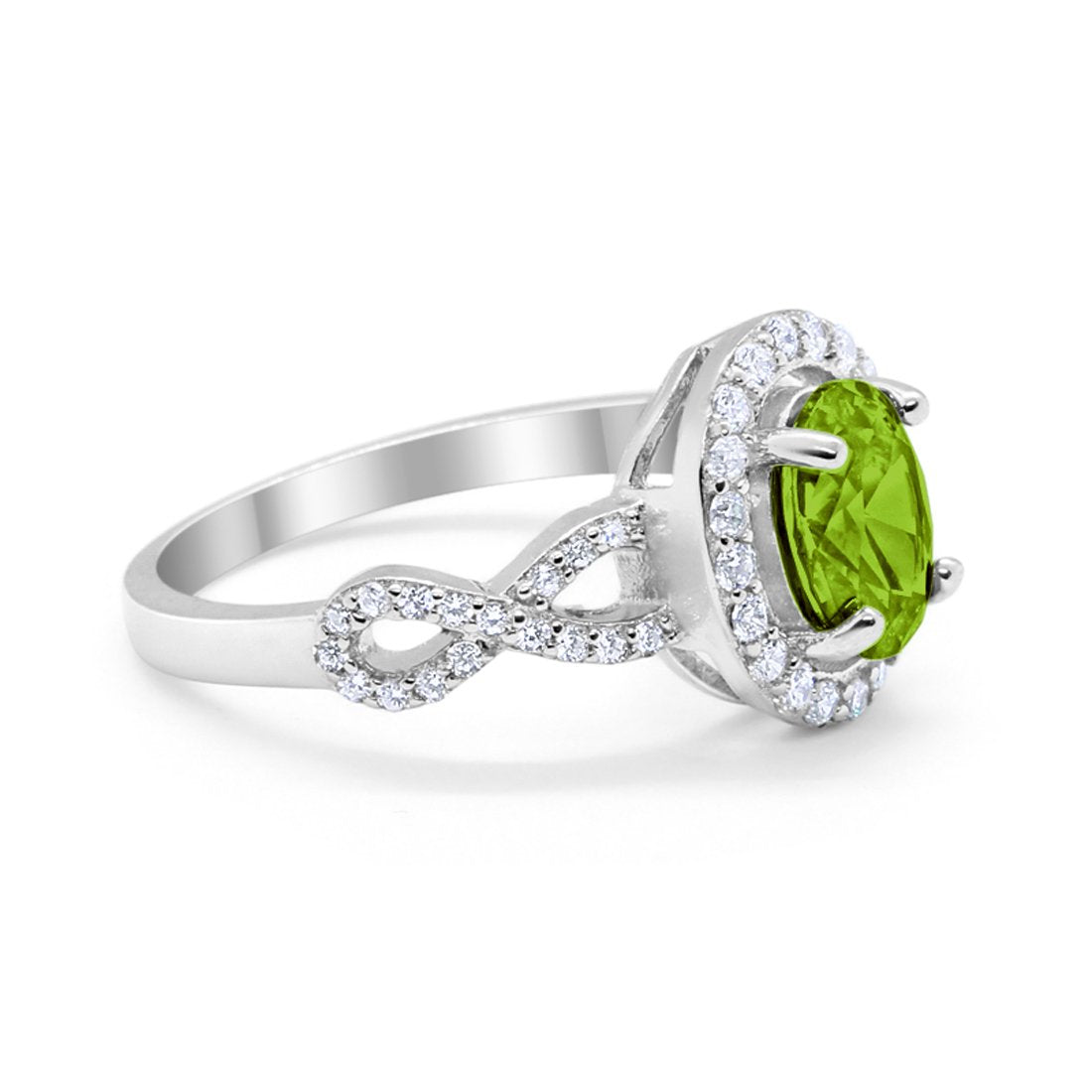 Art Deco Wedding Ring Oval Simulated Peridot CZ