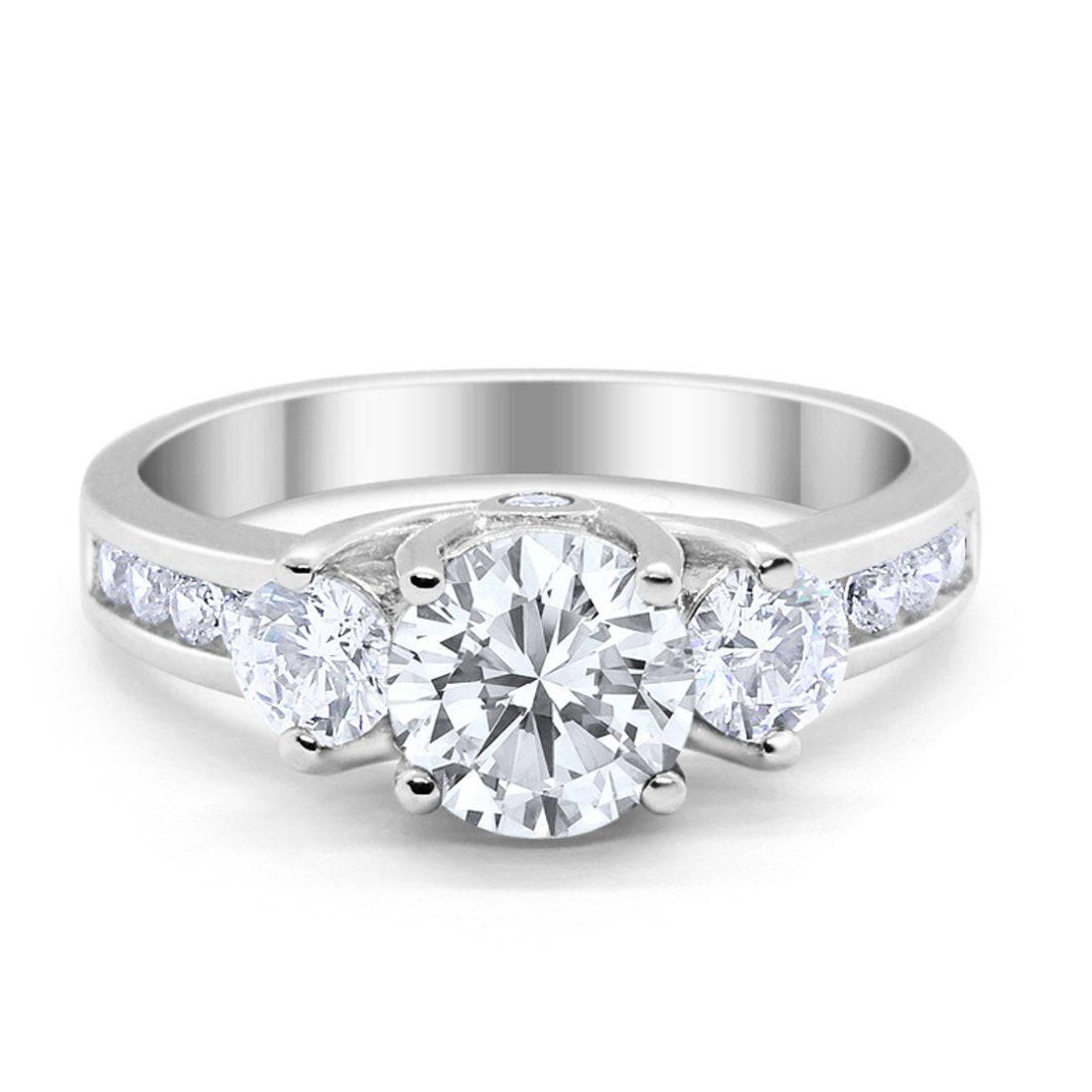 Three Stone Wedding Ring Simulated Cubic Zirconia