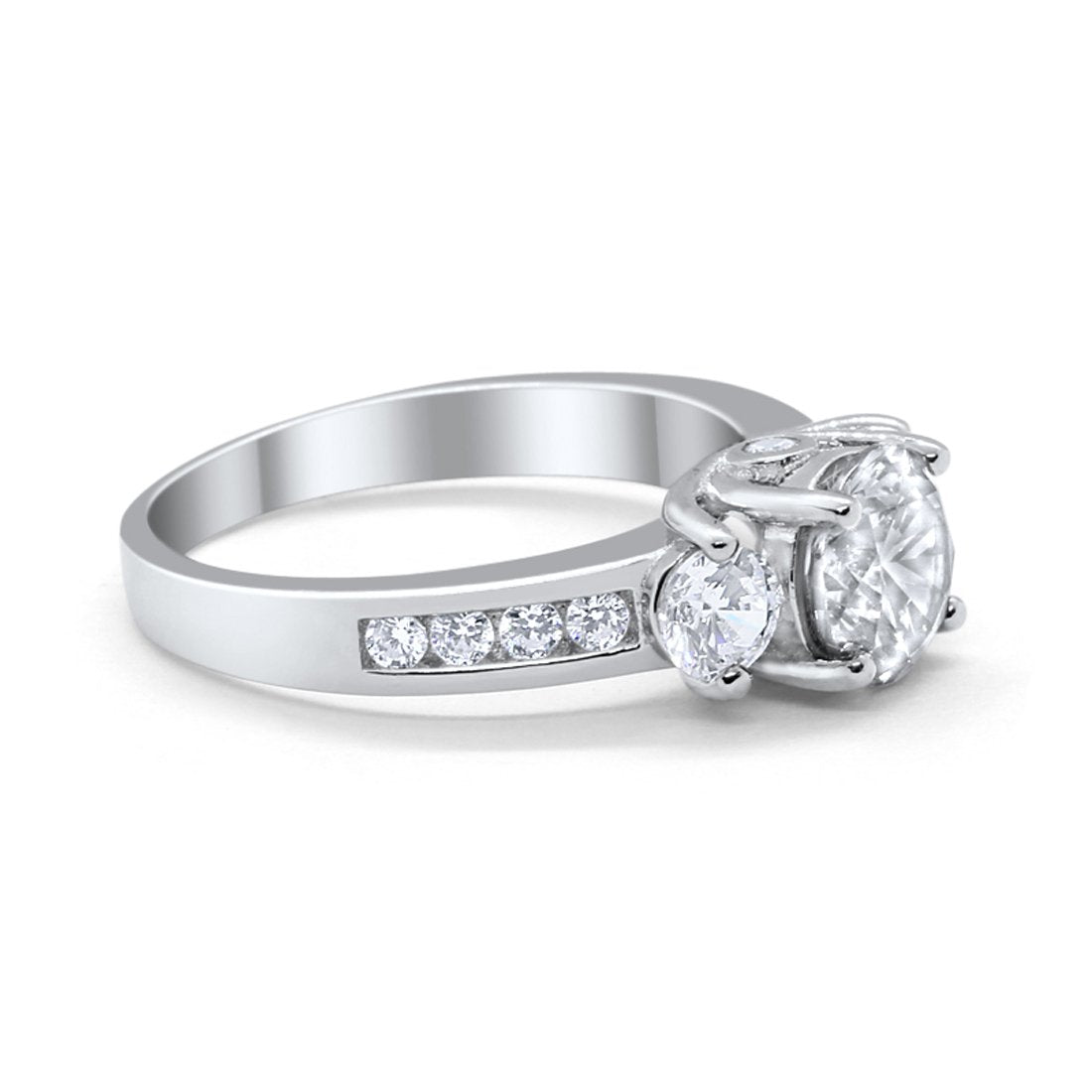 Three Stone Wedding Ring Simulated Cubic Zirconia