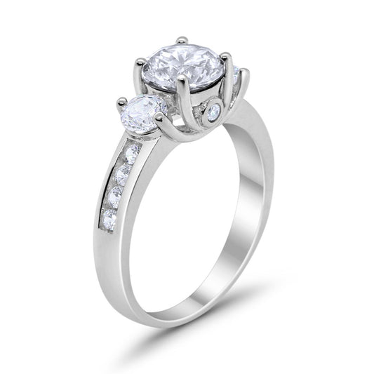 Three Stone Wedding Ring Simulated Cubic Zirconia