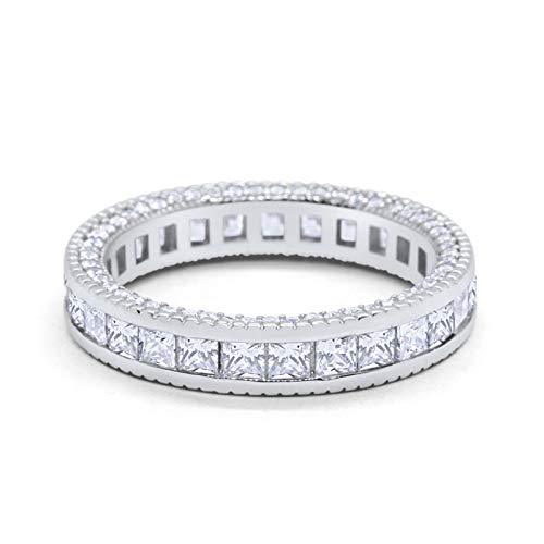 Eternity Bands Alternating Princess Cut Simulated CZ Ring