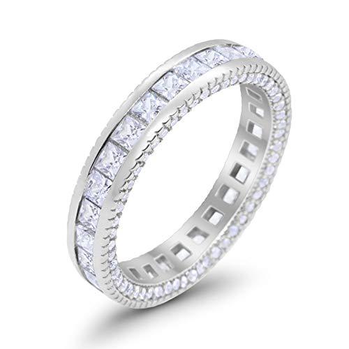 Eternity Bands Alternating Princess Cut Simulated CZ Ring