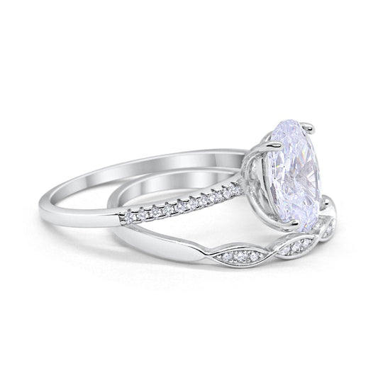 Engagement Bridal Set Band Piece Ring Oval Simulated CZ