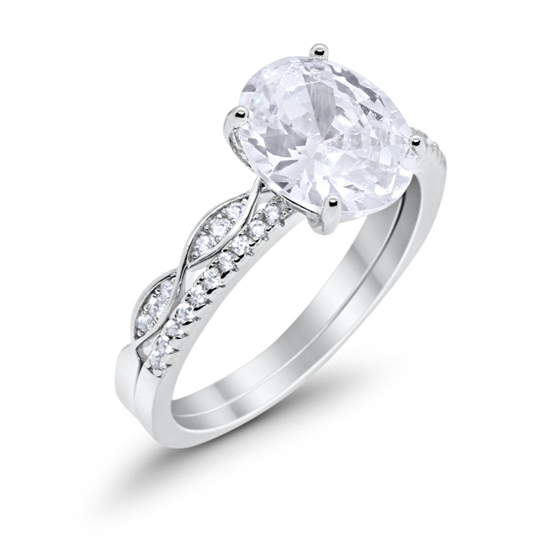 Engagement Bridal Set Band Piece Ring Oval Simulated CZ