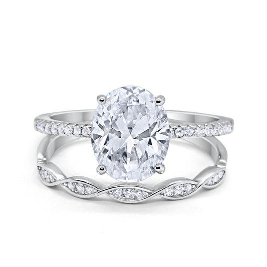 Engagement Bridal Set Band Piece Ring Oval Simulated CZ