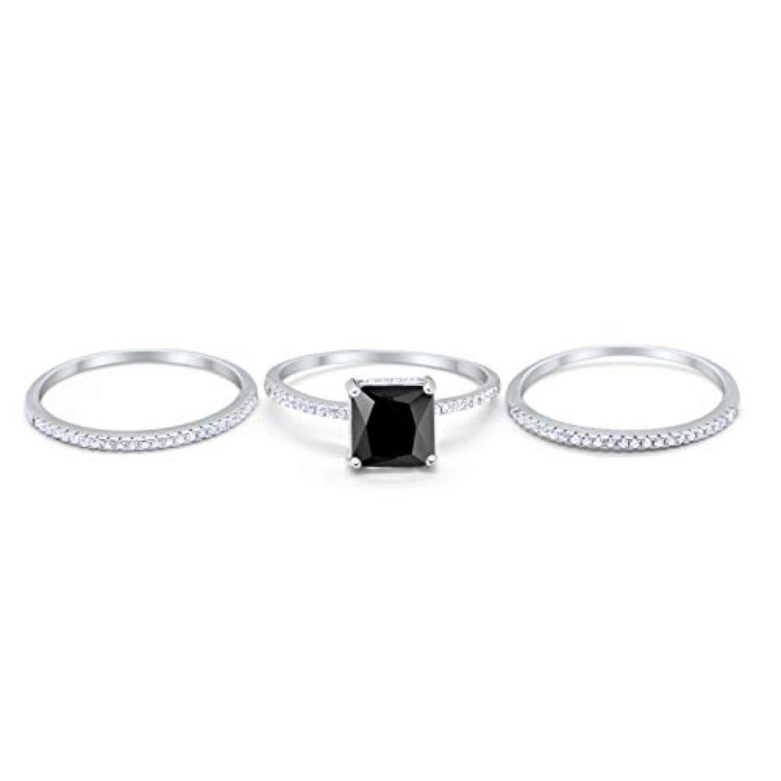 Cushion Cut Engagement Bridal Ring Simulated Black CZ