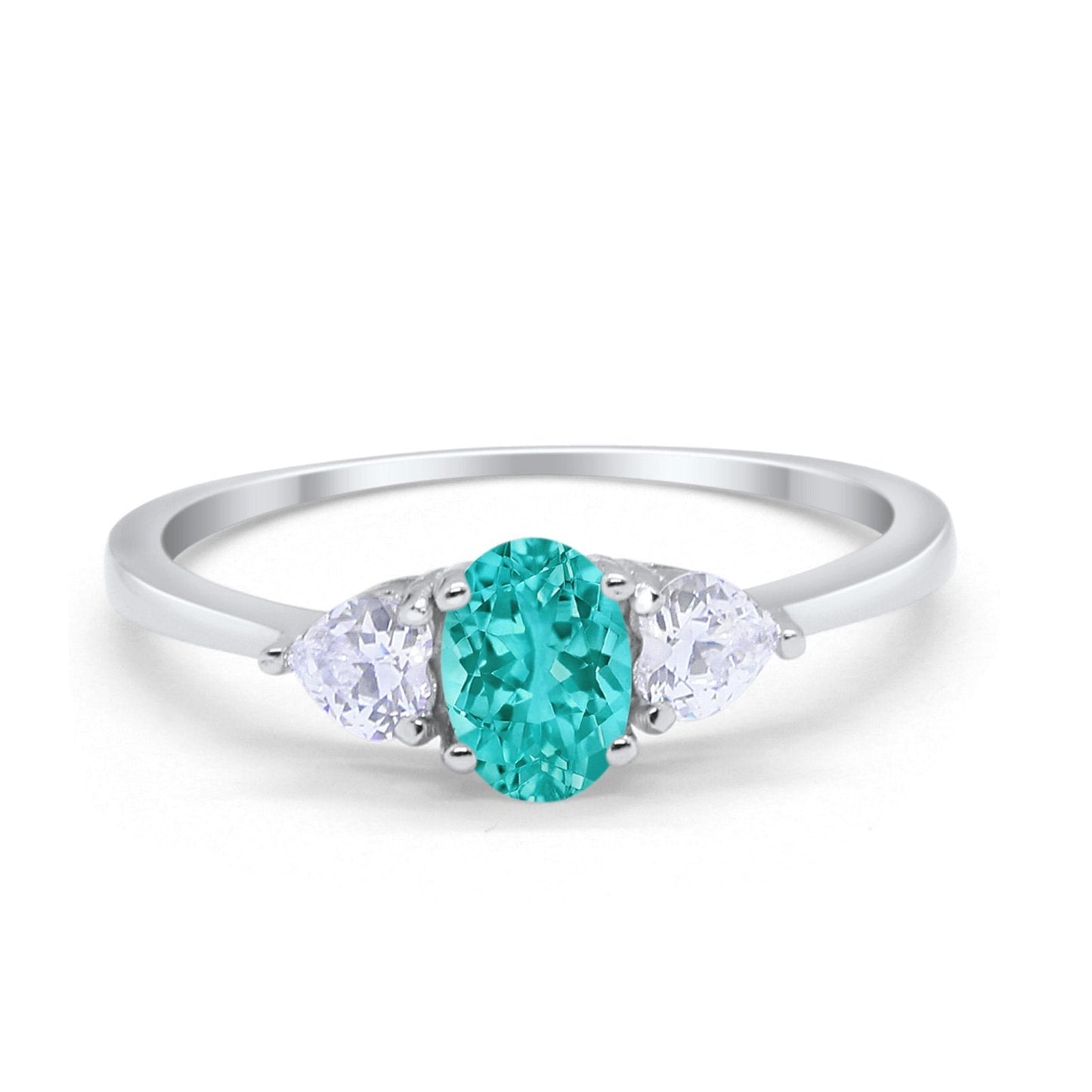 Oval Paraiba Tourmaline CZ Fashion Promise Ring